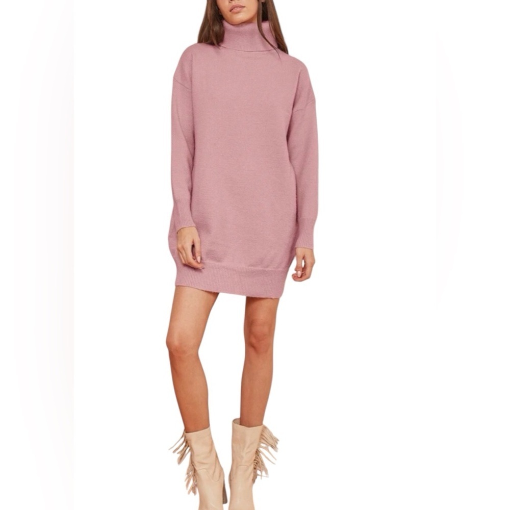 Lulu's Mauve Turtleneck Sweater Dress